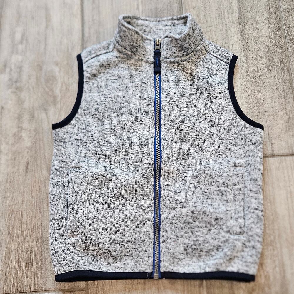 Class Club Boys Zip Up Fleece Vest Size 5 Heather Gray School Uniform Preppy
